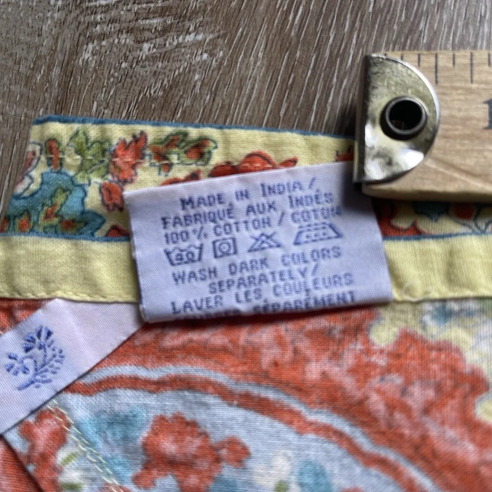 April Cornell Now Designs Rectangle Paisley Table Cloth Coral Yellow  84x120